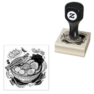 Delicious Japanese Ramen and Gyoza Dumplings. Rubber Stamp