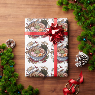 Delicious Japanese Ramen and Gyoza Dumplings. Wrapping Paper