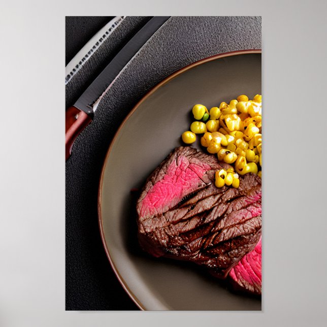 Delicious Juicy Rare Steak Poster (Front)