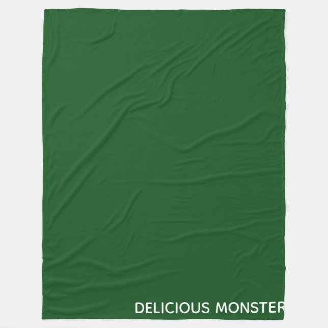 Delicious Monster green colour name Fleece Blanket (Front)