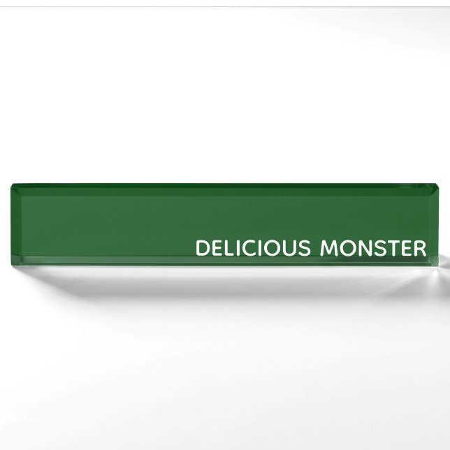 Delicious Monster green colour name Nameplate (Front)