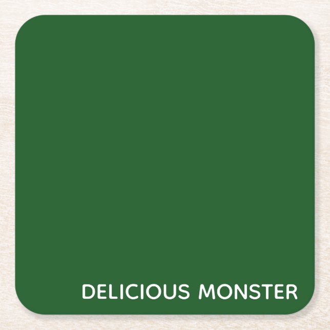 Delicious Monster green colour name Square Paper Coaster (Front)