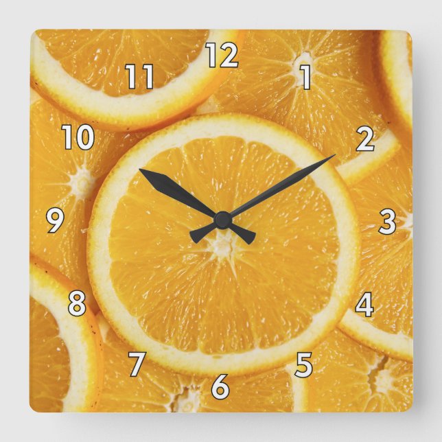 Delicious Orange Slices Square Wall Clock (Front)