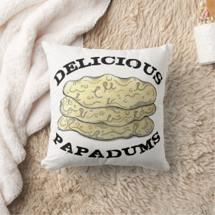 Delicious Papadums Indian Takeaway Food Flatbreads Cushion