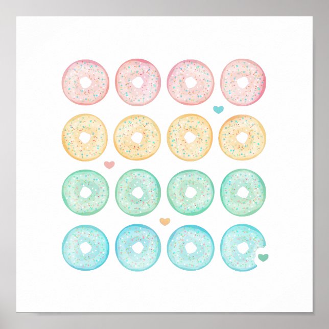 Delicious Pastel Doughnuts Poster (Front)