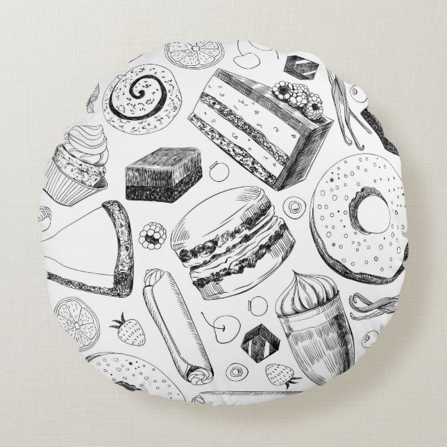 Delicious pattern round cushion (Front)