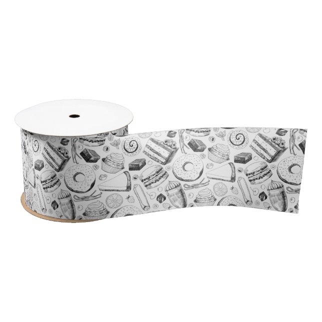 Delicious pattern satin ribbon (Spool)