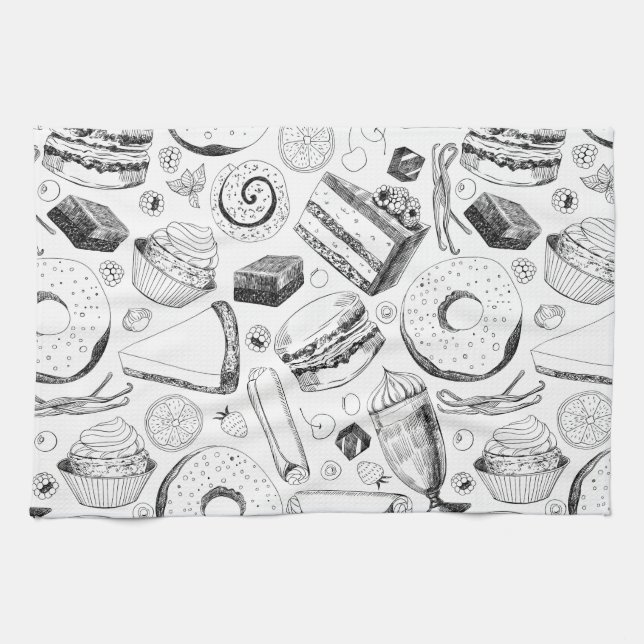 Delicious pattern tea towel (Horizontal)