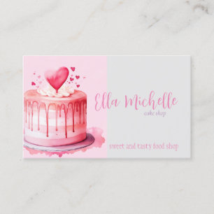 delicious pink cake business card