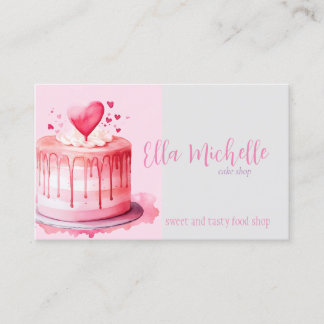 delicious pink cake business card