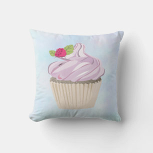 Delicious Pink Cupcake Berry on Top Cushion