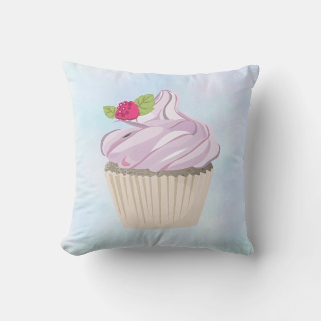 Delicious Pink Cupcake Berry on Top Cushion (Front)