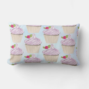 Delicious Pink Cupcake Berry on Top Lumbar Cushion