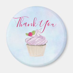 Delicious Pink Cupcake Berry on Top Thank You Magnet