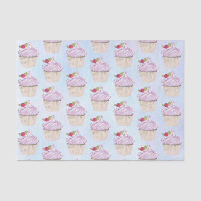 Delicious Pink Cupcake Berry on Top Tissue Paper (Front)