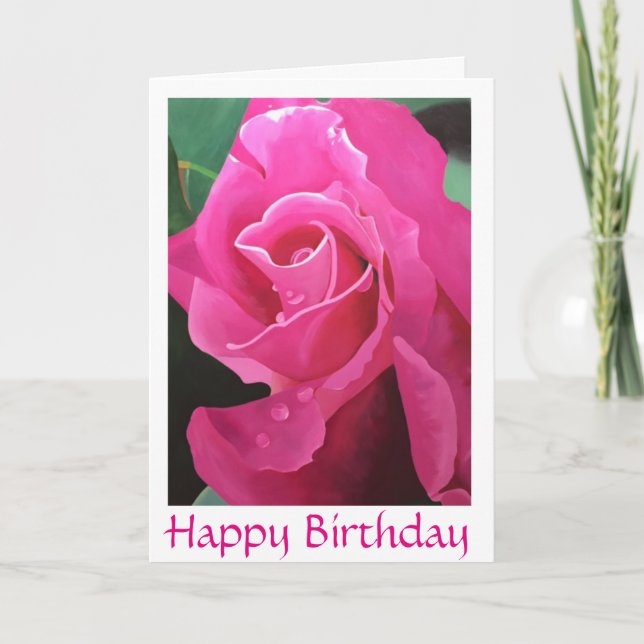 Delicious Pink Happy Birthday greeting card (Front)