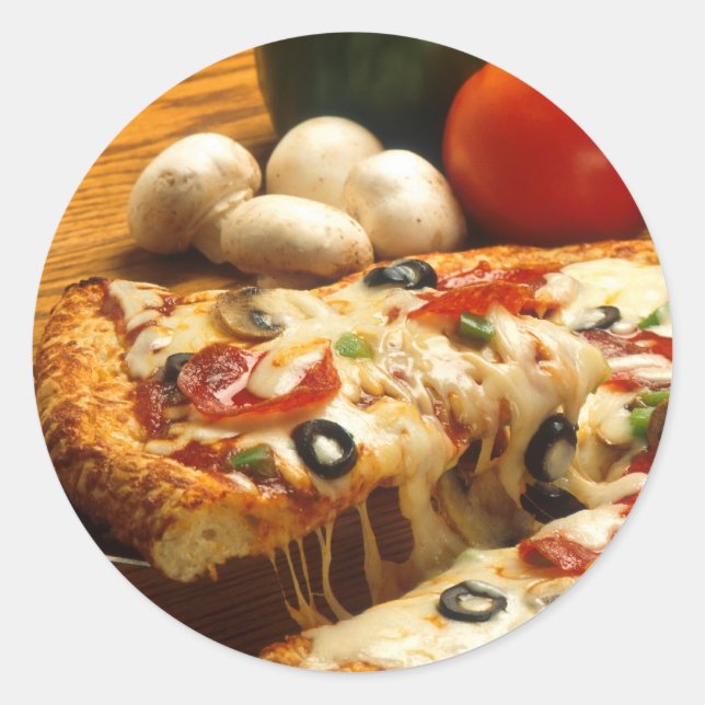 Delicious Pizza Classic Round Sticker (Front)