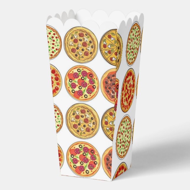 Delicious Pizza Lover's Pattern Popcorn Favour Box (Back)