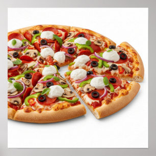 Delicious Pizza with Toppings Poster