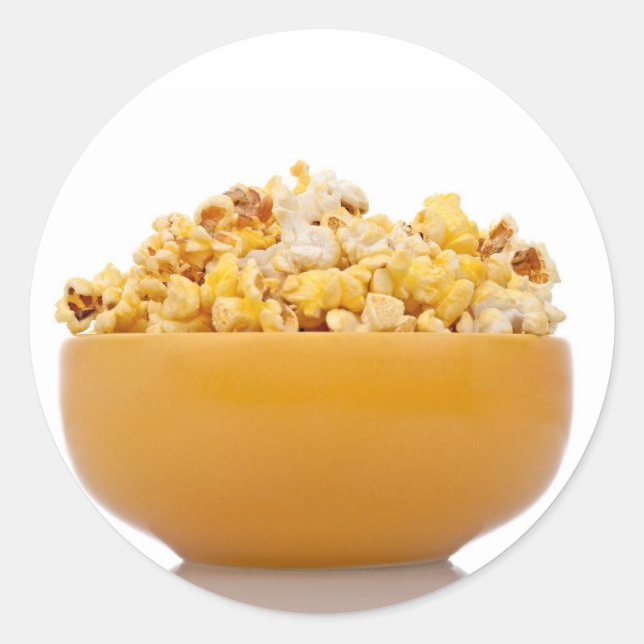 Delicious popcorn classic round sticker (Front)