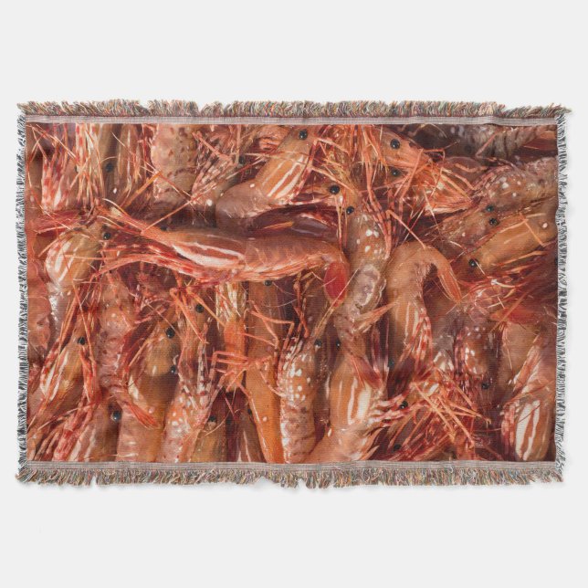 Delicious Prawns Throw Blanket (Front)