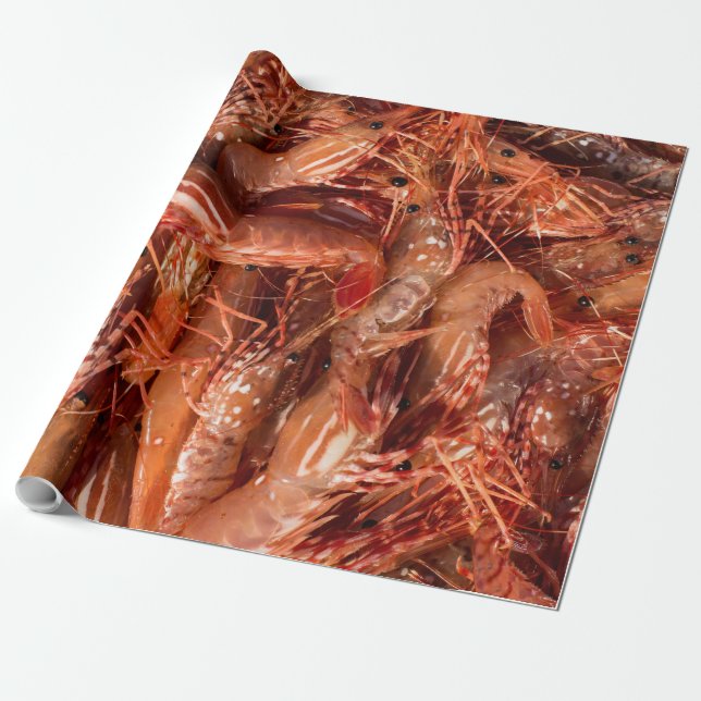 Delicious Prawns Wrapping Paper (Unrolled)