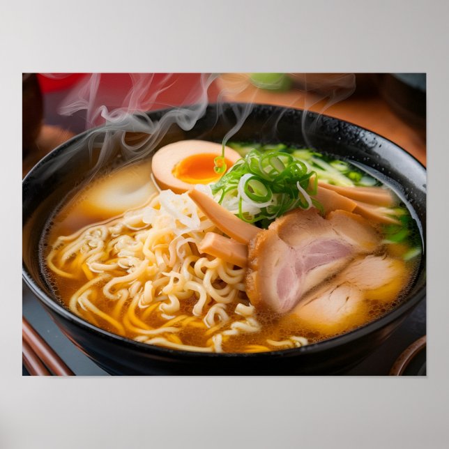Delicious Ramen Noodles Food Background Poster (Front)