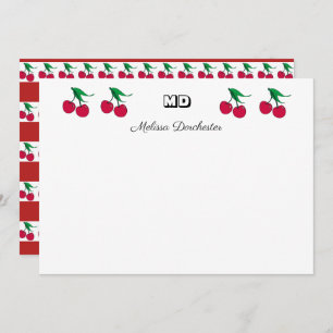 Delicious Red Cherry Monogrammed Card