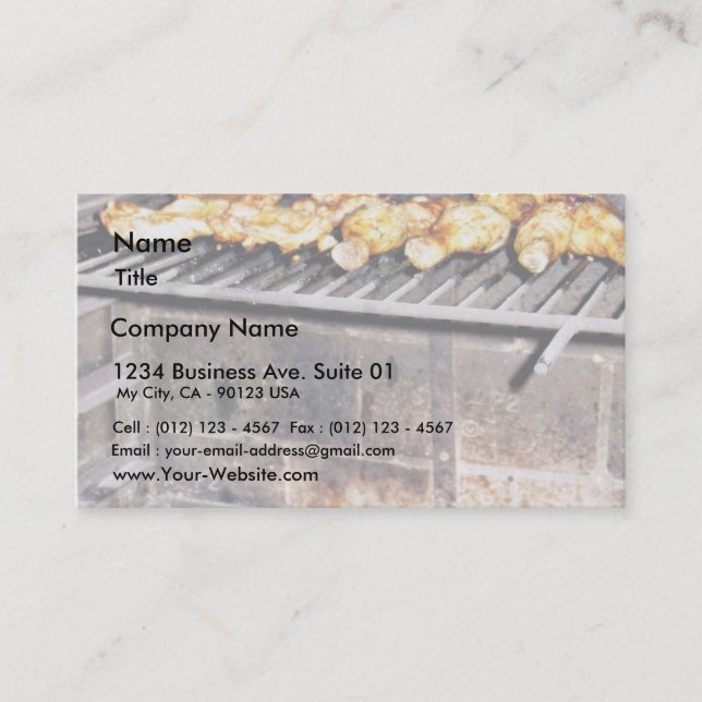 Delicious Roasted Chicken Above The Fire Business Card (Front)