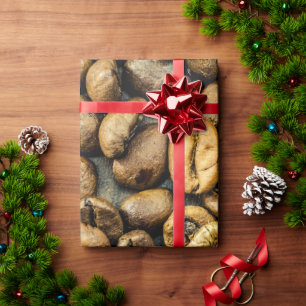Delicious rustic gold coffee beans wrapping paper