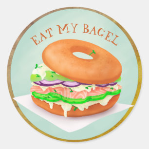 Delicious Salmon Bagel Personalised Classic Round  Sticker