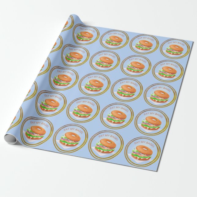 Delicious Salmon Bagel Personalised  Wrapping Paper (Unrolled)