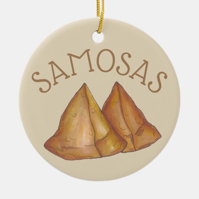 Delicious Samosas Indian Food Sambusas Pastry Ceramic Ornament (Front)
