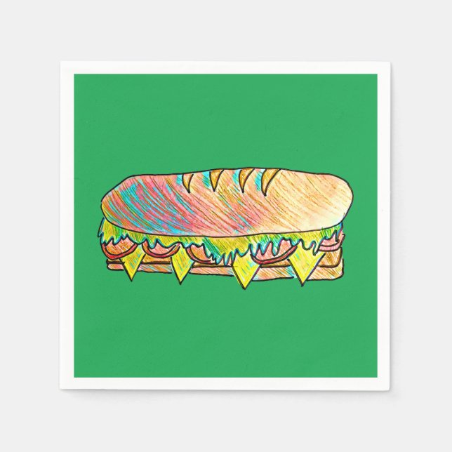 Delicious sandwich sub picnic lunch party napkin (Front)