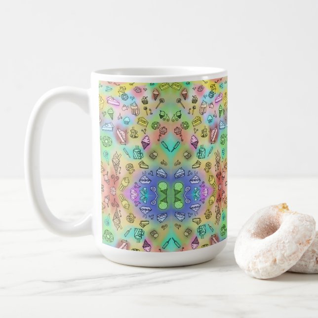 DELICIOUS SUMMER DESSERTS PATTERN COFFEE MUG (With Donut)