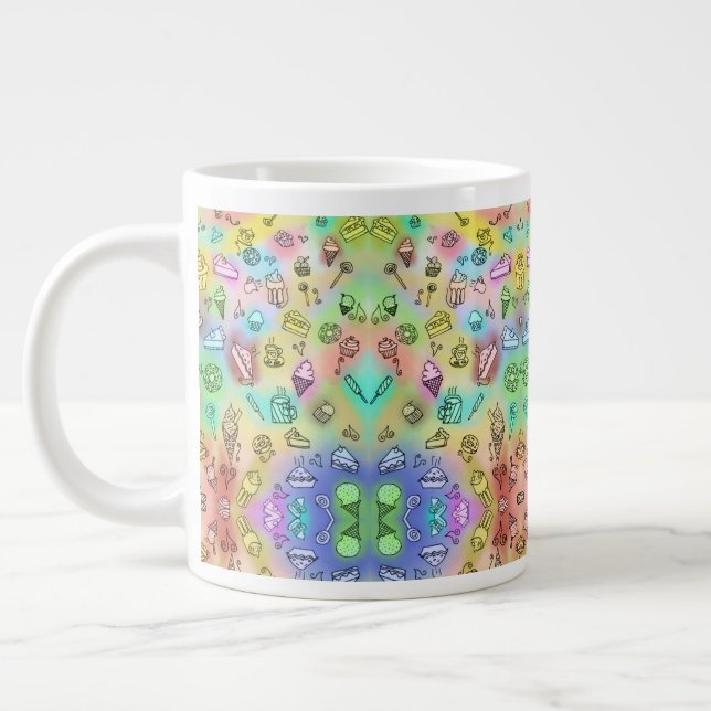 DELICIOUS SUMMER DESSERTS PATTERN LARGE COFFEE MUG (Left)