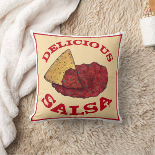 Delicious Tomato Salsa Illustration Kitchen Decor Cushion