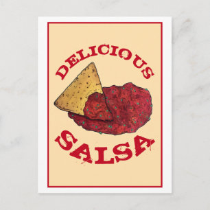 Delicious Tomato Salsa Tortilla Chips Illustration Postcard