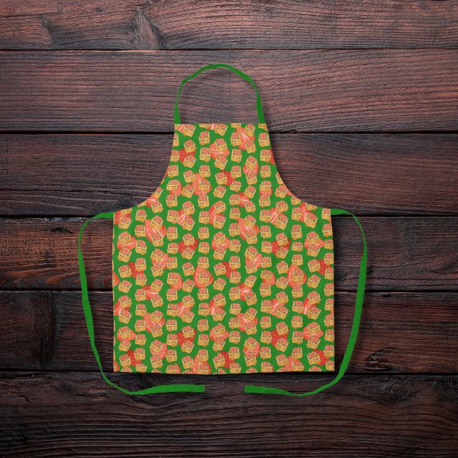 Delicious waffles and fruit green apron (Creator Uploaded)