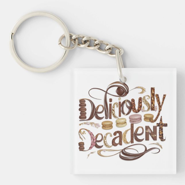 Deliciously Decadent Cakes & Chocolate Design Key Ring (Front)
