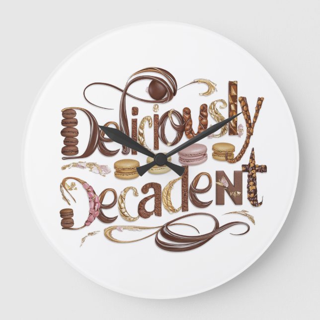 Deliciously Decadent Cakes & Chocolate Design Large Clock (Front)