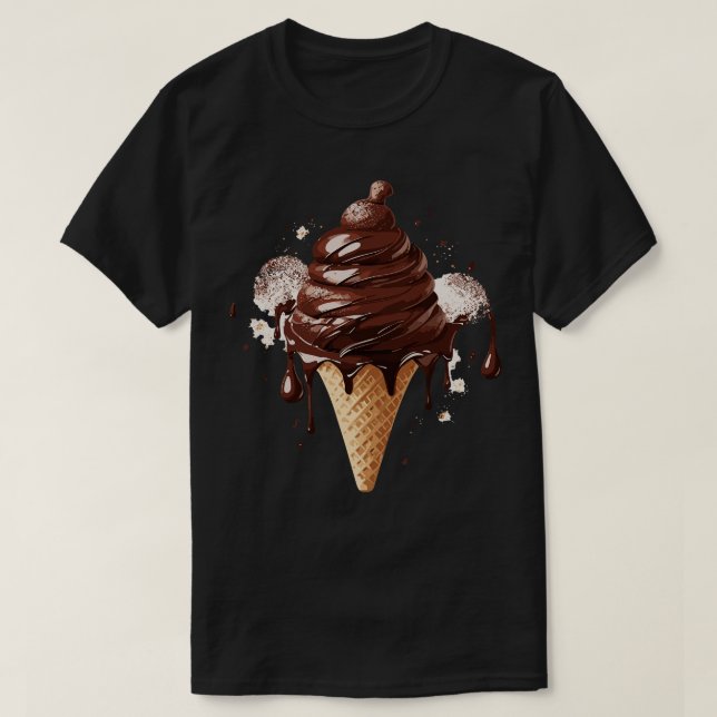 Deliciously Spooky HandDrawn Chocolate Ice Cream o T-Shirt (Design Front)
