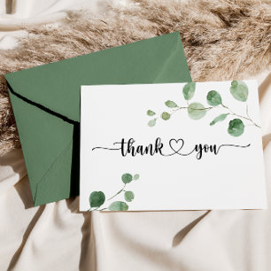 Delight Eucalyptus Flat Wedding Thank You Card