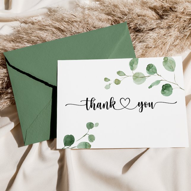 Delight Eucalyptus Flat Wedding Thank You Card (Creator Uploaded)