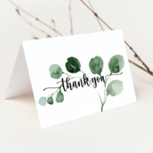 Delight Eucalyptus Folded Wedding Thank You Card