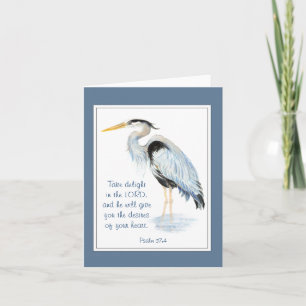Delight in Lord Bible Inspirational Quote Heron Card