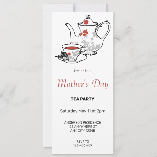  Delight Mother's Day Tea Party Invitation (Front)