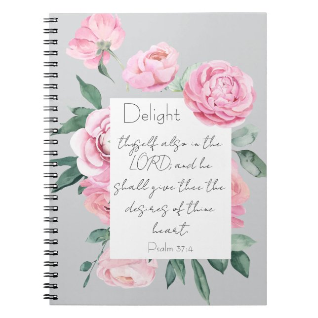 Delight Psalm Pink Peony Womans Devotional Journal (Front)