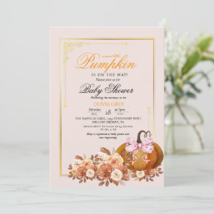Delight Pumpkin  Floral Baby Shower  Invitation