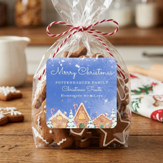 Delighted Gingerbread Village Festive Christmas Square Sticker